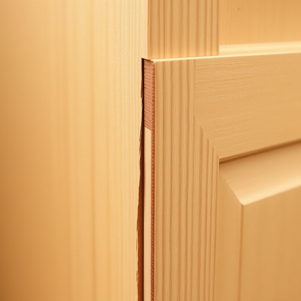 <clean photorealistic photo/illustration of a MDF kitchen cabinet door with slight edge sw